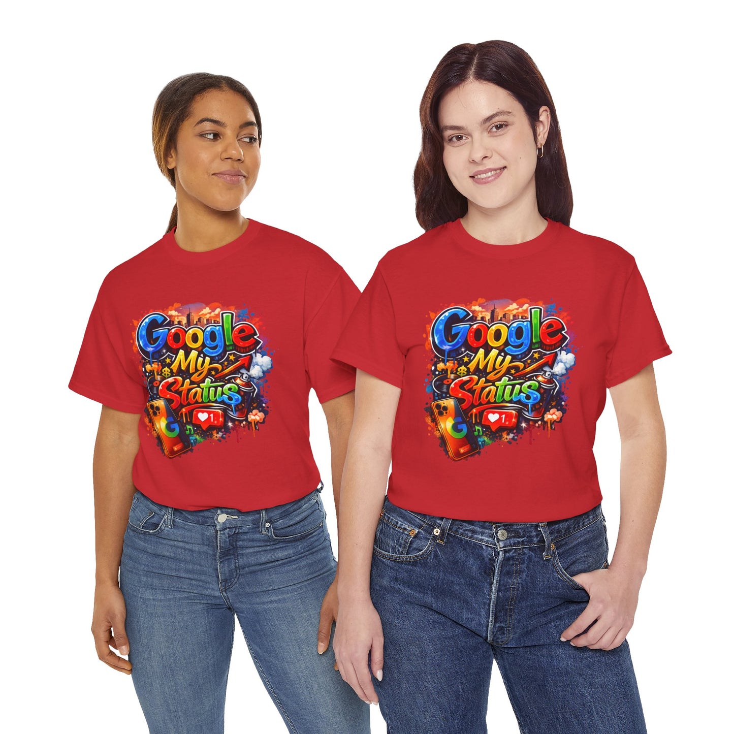 T-Shirt — "Google My Status" Colorful Graffiti Tee