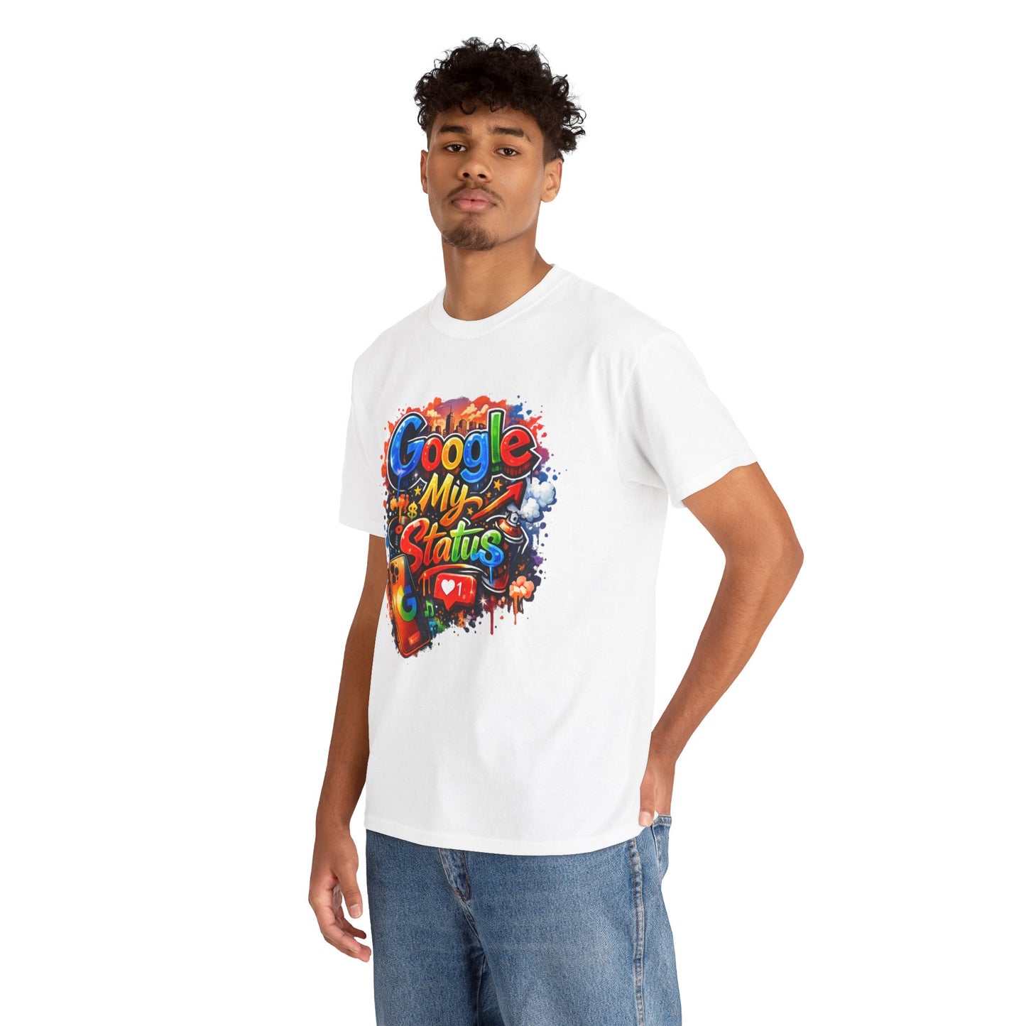 T-Shirt — "Google My Status" Colorful Graffiti Tee