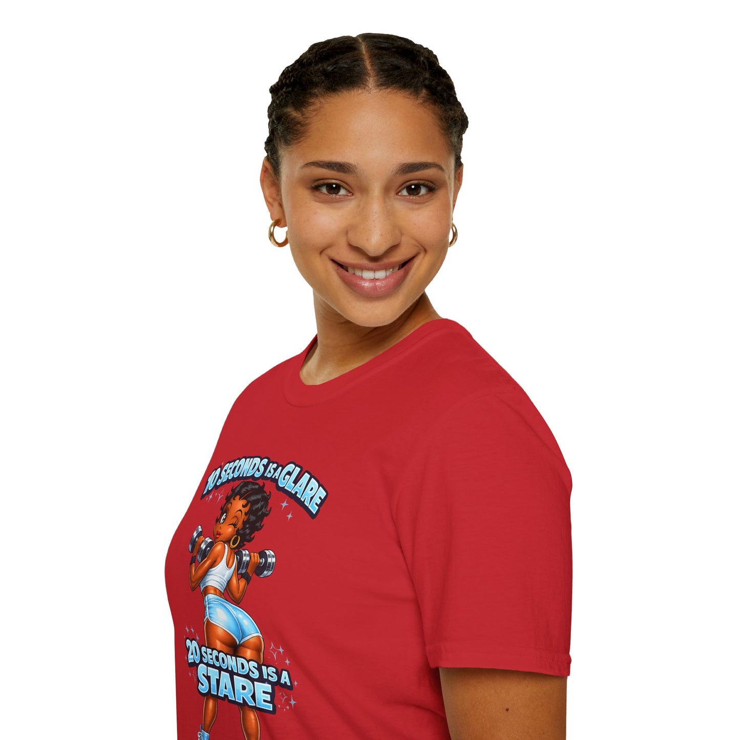 Workout Motivational T-Shirt — "10 Seconds is a Glare, 20 Seconds is a Stare"
