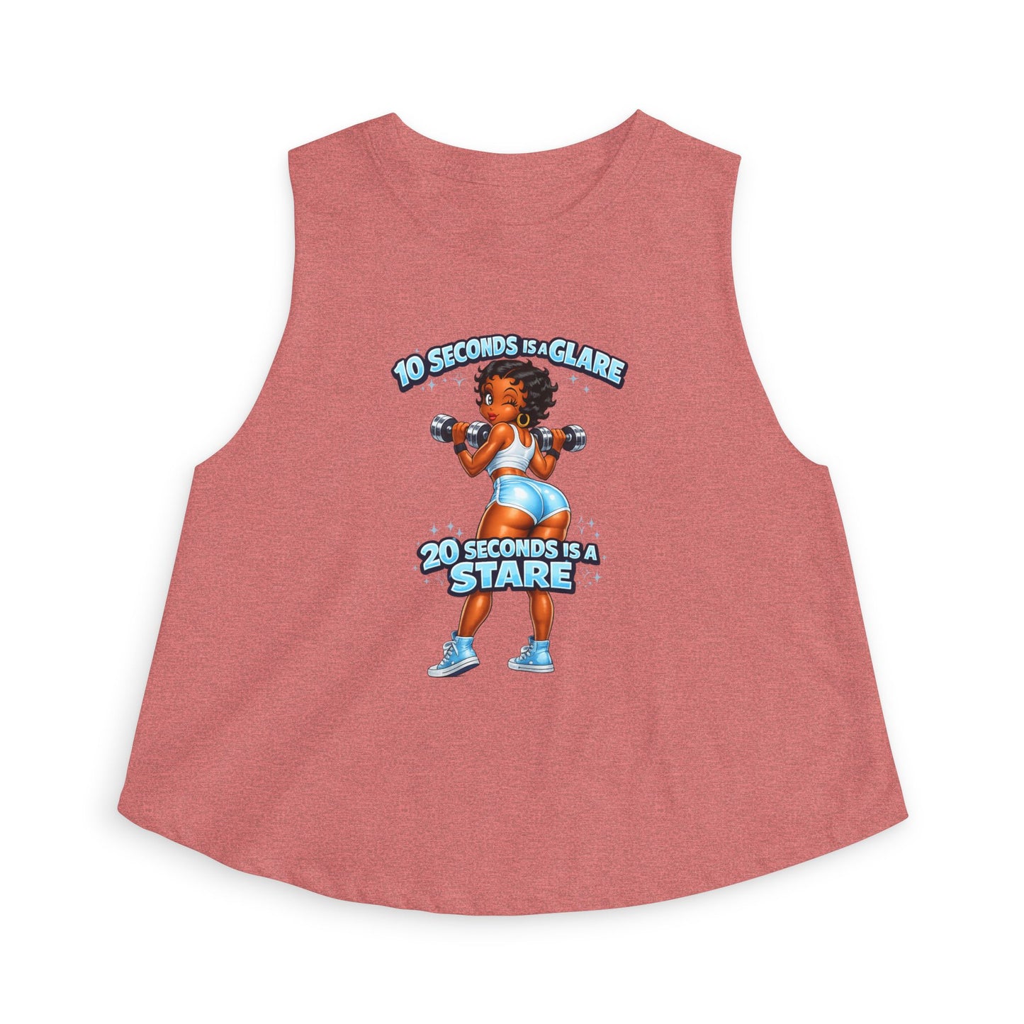Fitness Crop Top — “10 Seconds is a Glare, 20 Seconds is a Stare” Cute Weightlifting Graphic