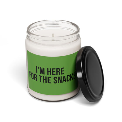 Soy Candle – "I'm Here for the Snacks" Scented 9oz (Funny Snack Lover Gift)