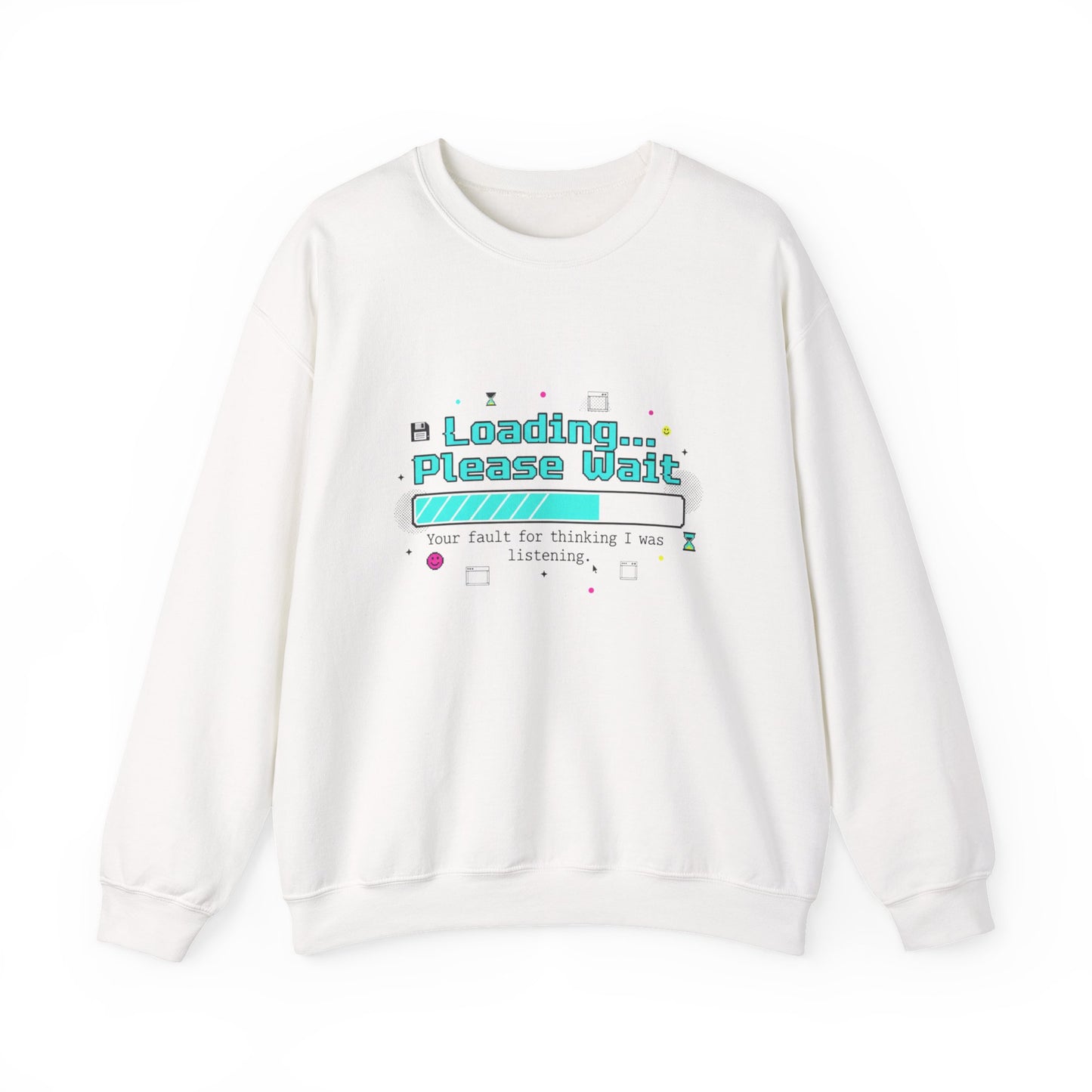 Loading... Please Wait Crewneck Sweatshirt | Old Internet Aesthetic, 90s Web Nostalgia