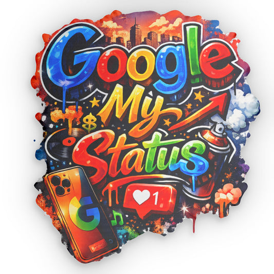 Custom Shaped Pillow - Colorful "Google My Status" Graffiti Throw Pillow for Teen Rooms & Social Media Fans