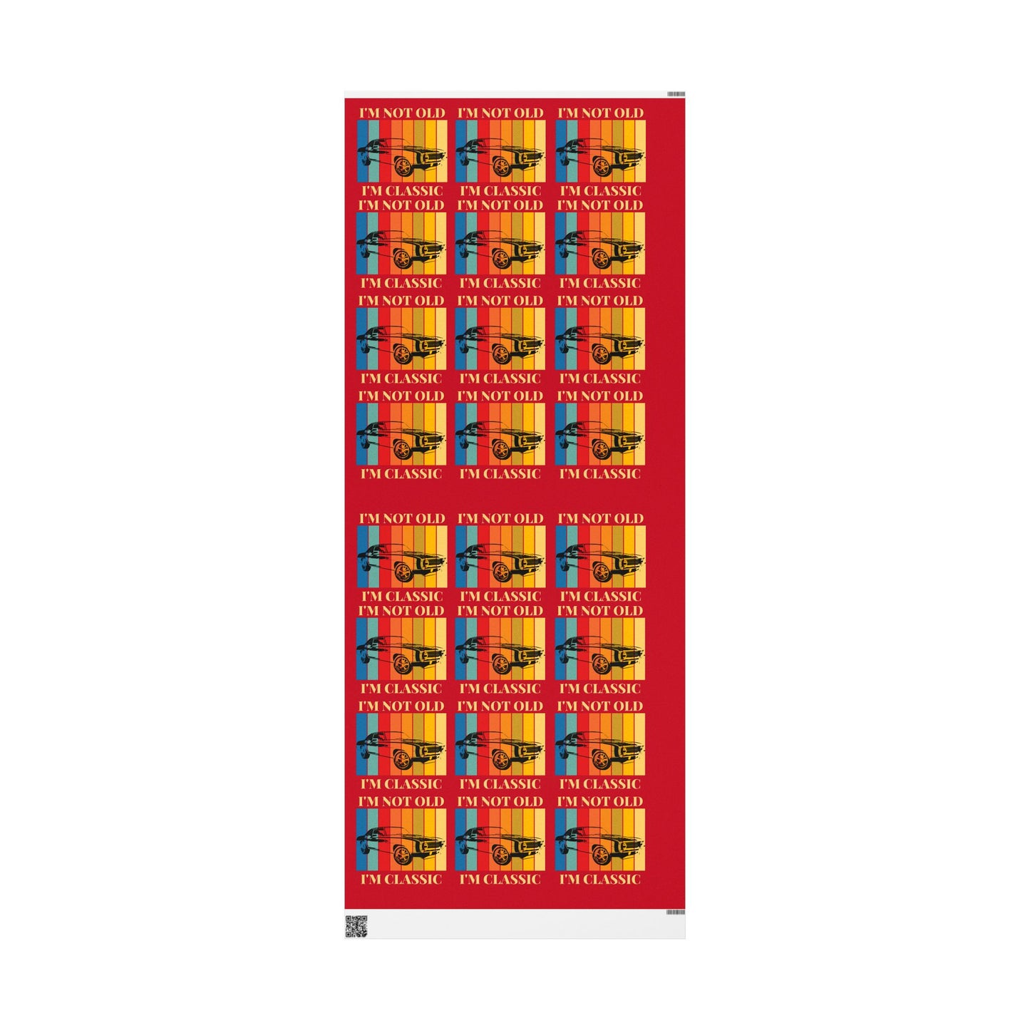 Wrapping Paper - Classic Car Design on Red (Gift Wrap)