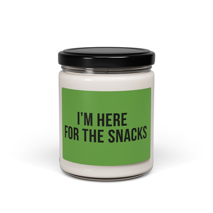 Soy Candle – "I'm Here for the Snacks" Scented 9oz (Funny Snack Lover Gift)