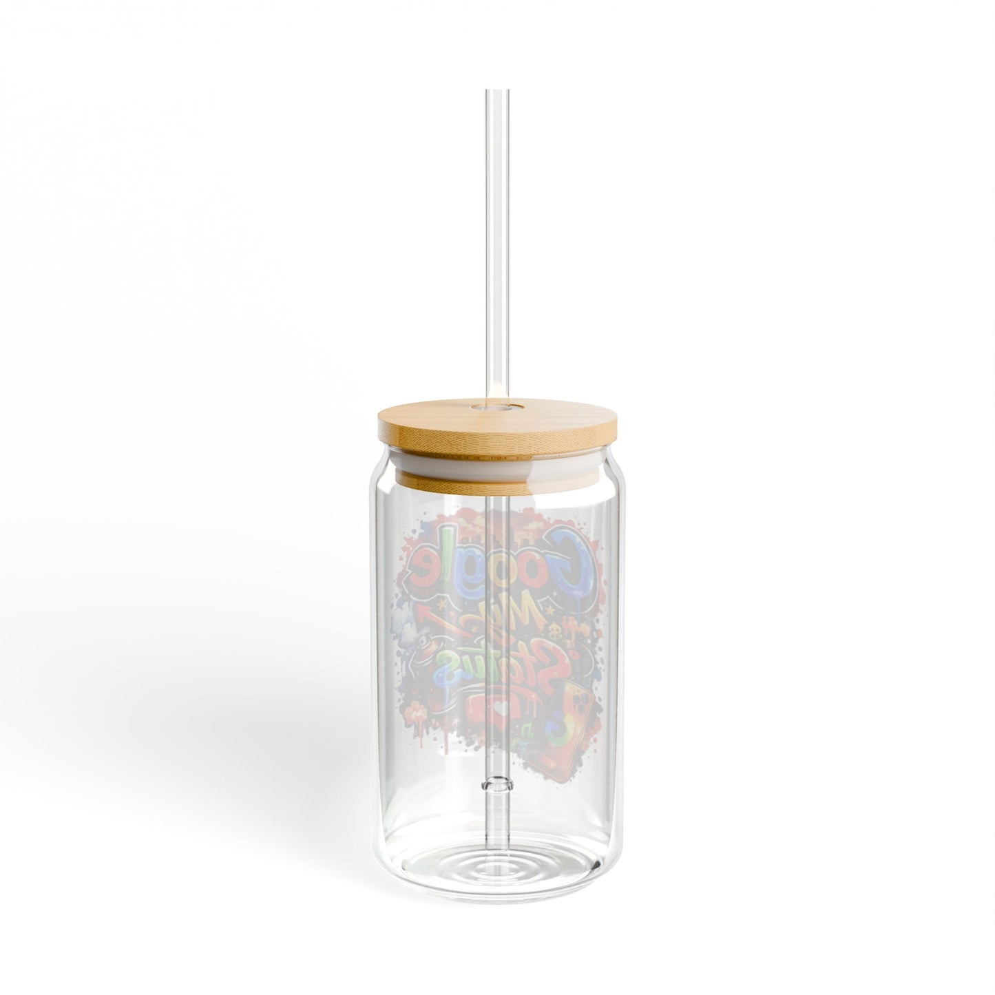 Sipper Glass — 'Google My Status' Graffiti 16oz Reusable Tumbler with Straw