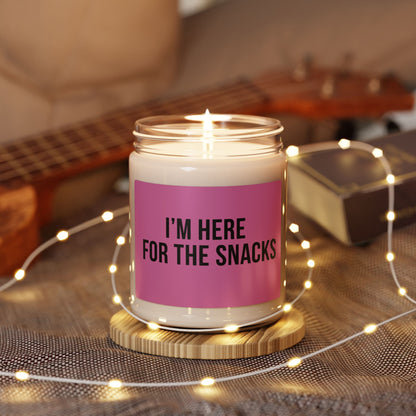 Soy Candle – "I'm Here for the Snacks" Scented 9oz (Funny Snack Lover Gift)