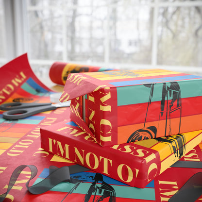 Wrapping Paper - Classic Car Design on Red (Gift Wrap)