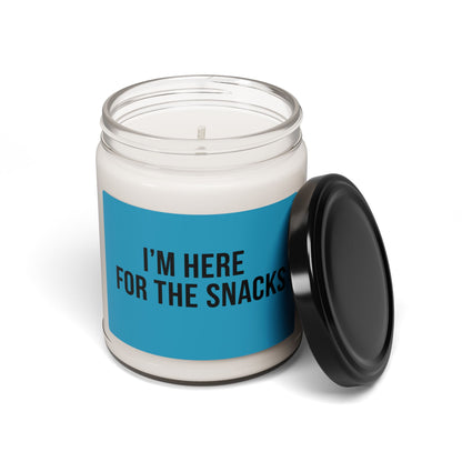 Soy Candle – "I'm Here for the Snacks" Scented 9oz (Funny Snack Lover Gift)