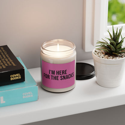 Soy Candle – "I'm Here for the Snacks" Scented 9oz (Funny Snack Lover Gift)