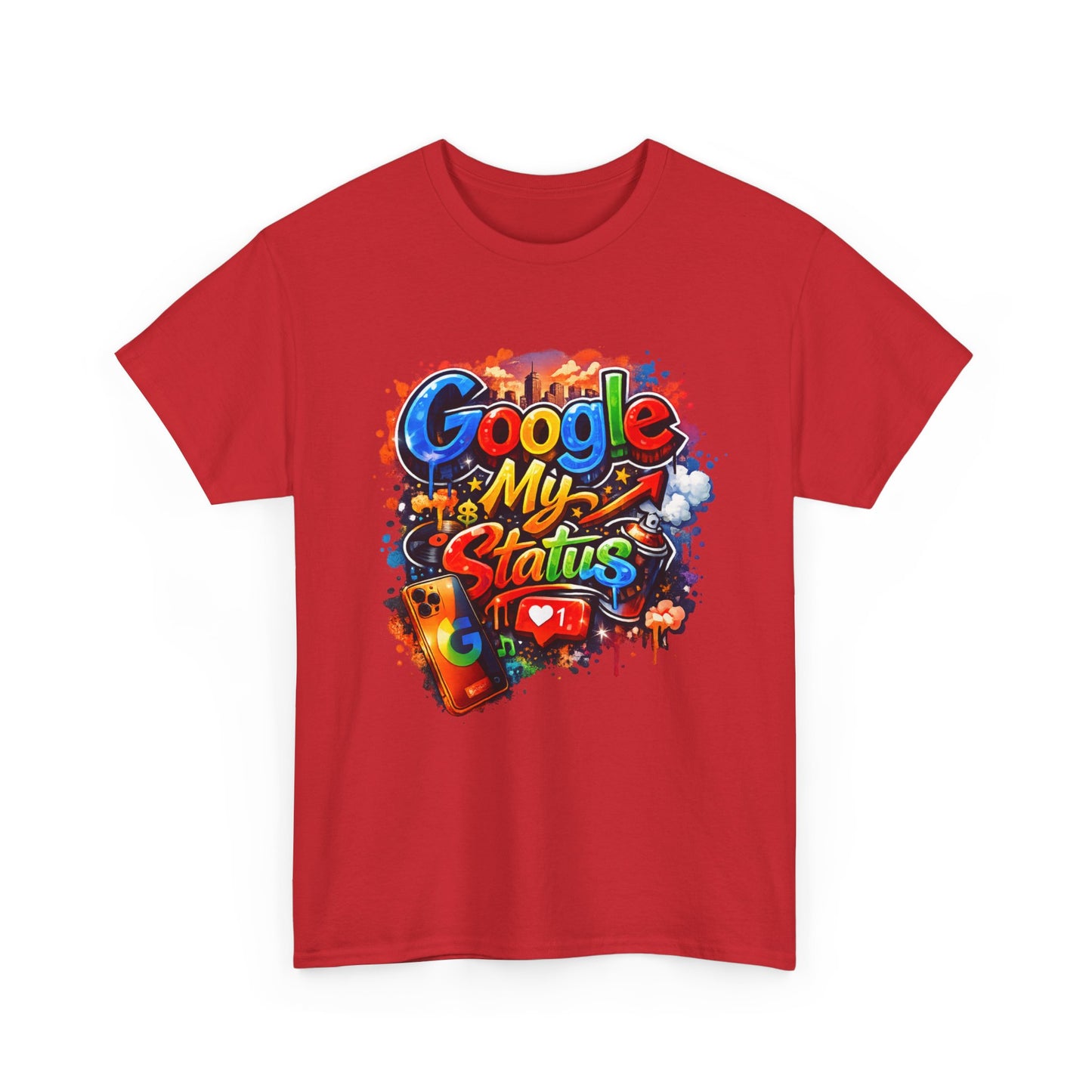 T-Shirt — "Google My Status" Colorful Graffiti Tee