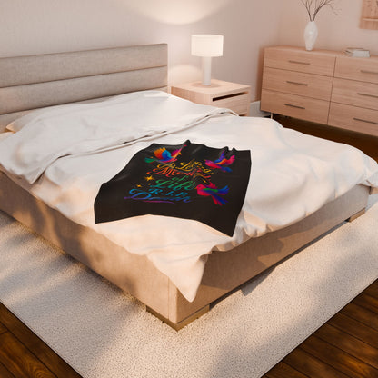 Memorial Velveteen Blanket — "In Loving Memory of Life R.I.P. Death" Rainbow Doves