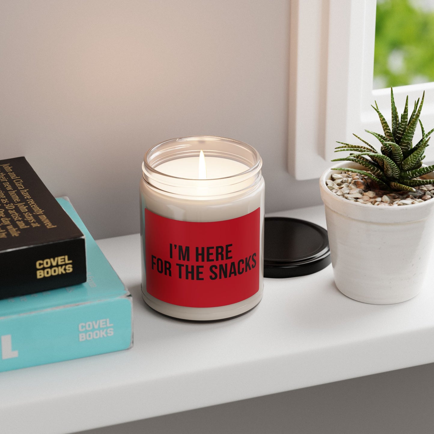Soy Candle – "I'm Here for the Snacks" Scented 9oz (Funny Snack Lover Gift)