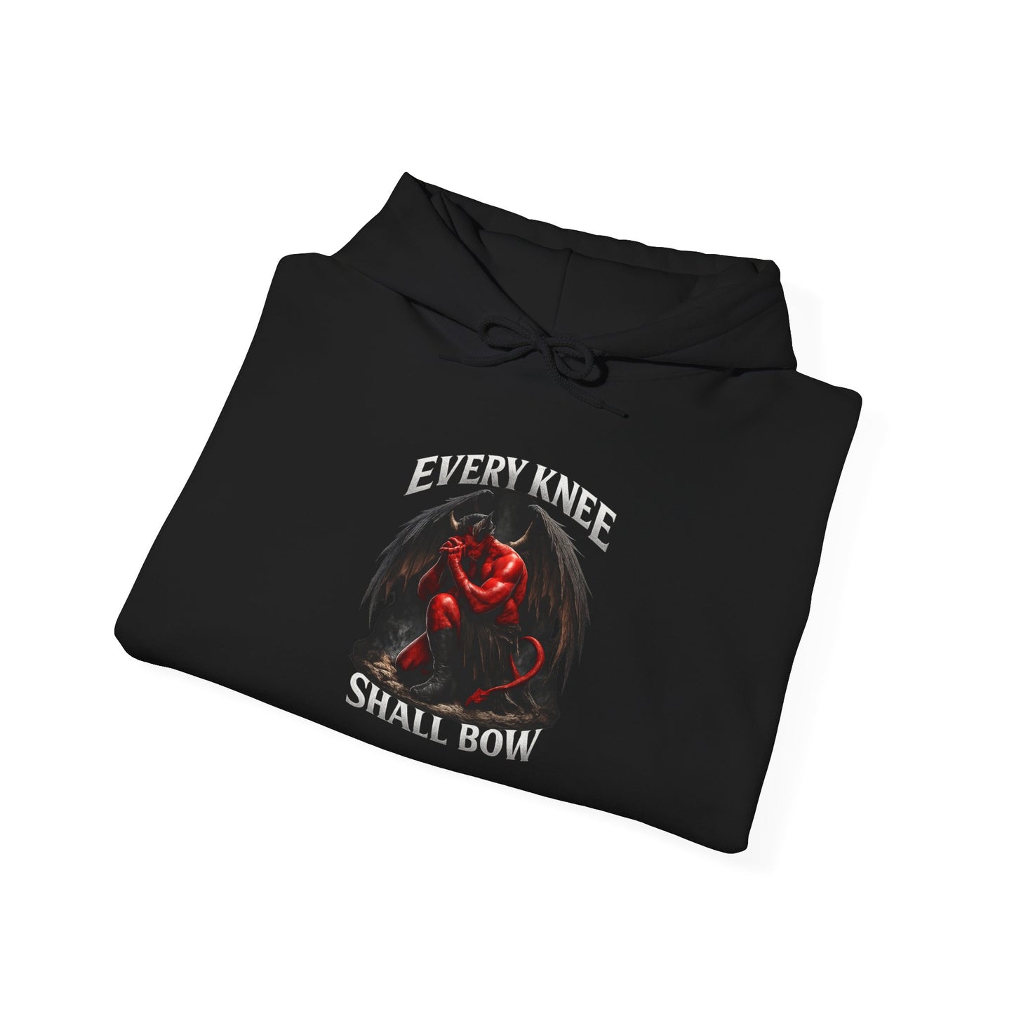 Every Knee Shall Bow Demon Illustration Hoodie | Dark Fantasy Gothic Pullover