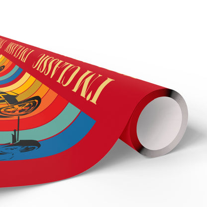 Wrapping Paper - Classic Car Design on Red (Gift Wrap)