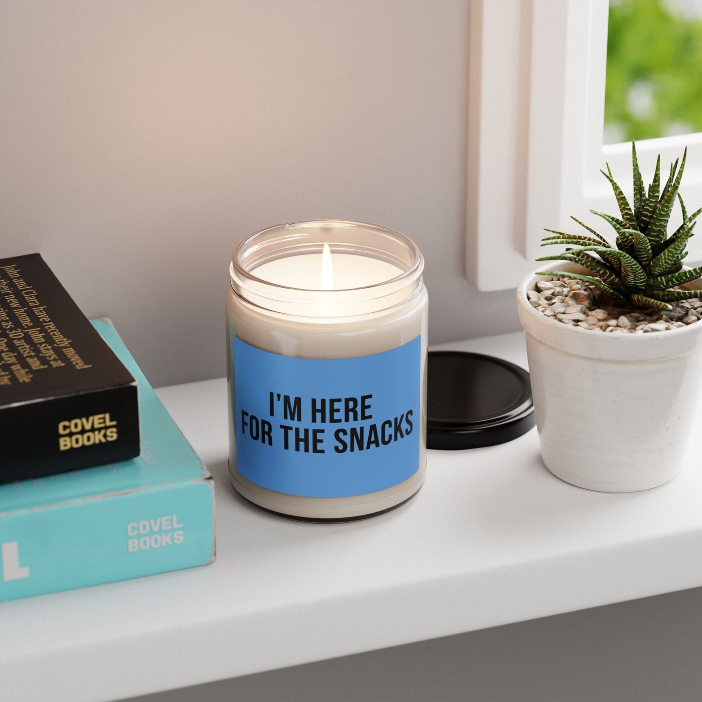 Soy Candle – "I'm Here for the Snacks" Scented 9oz (Funny Snack Lover Gift)