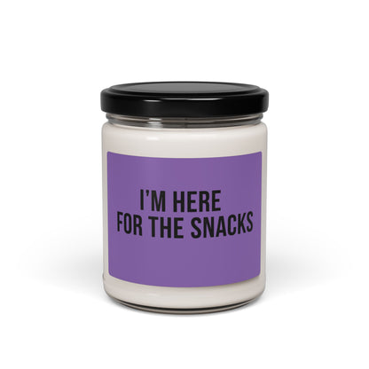 Soy Candle – "I'm Here for the Snacks" Scented 9oz (Funny Snack Lover Gift)