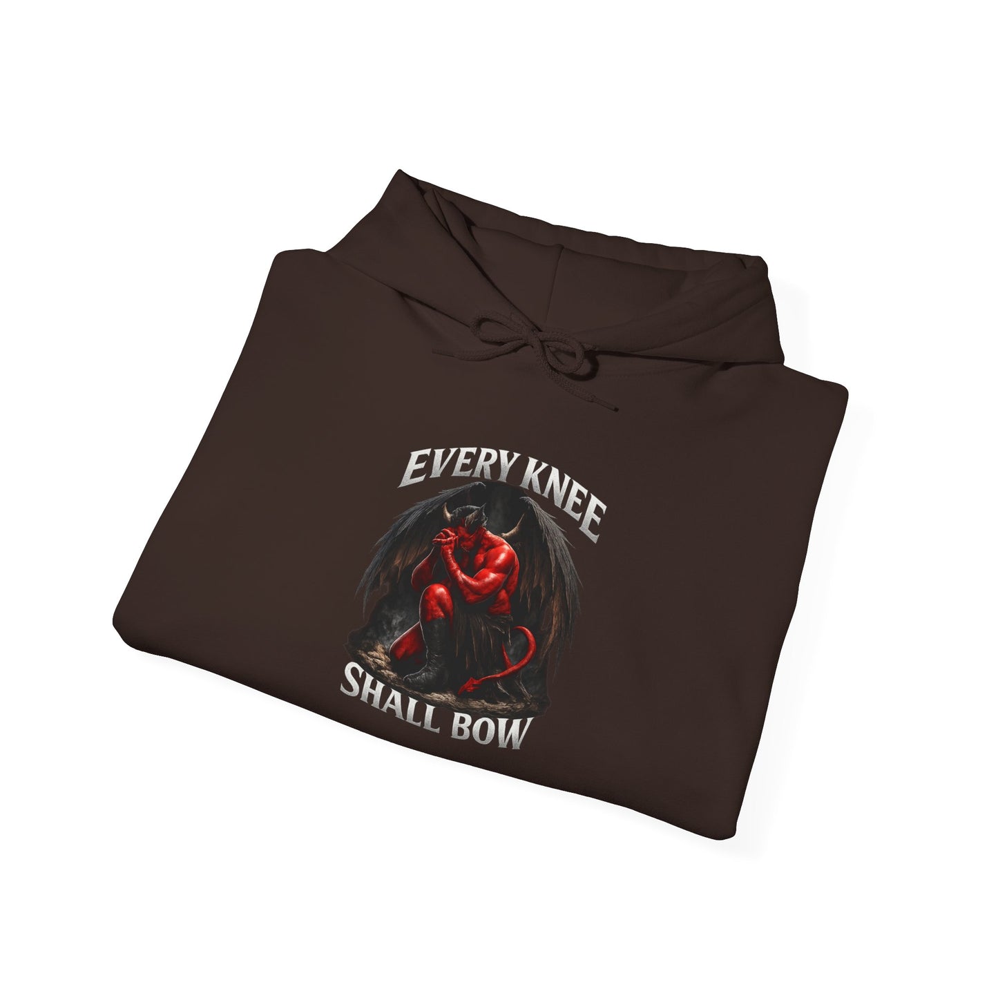 Every Knee Shall Bow Demon Illustration Hoodie | Dark Fantasy Gothic Pullover