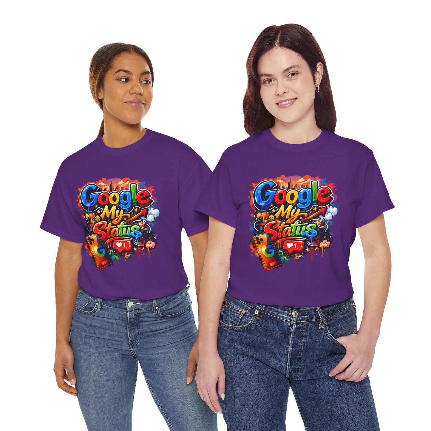 T-Shirt — "Google My Status" Colorful Graffiti Tee