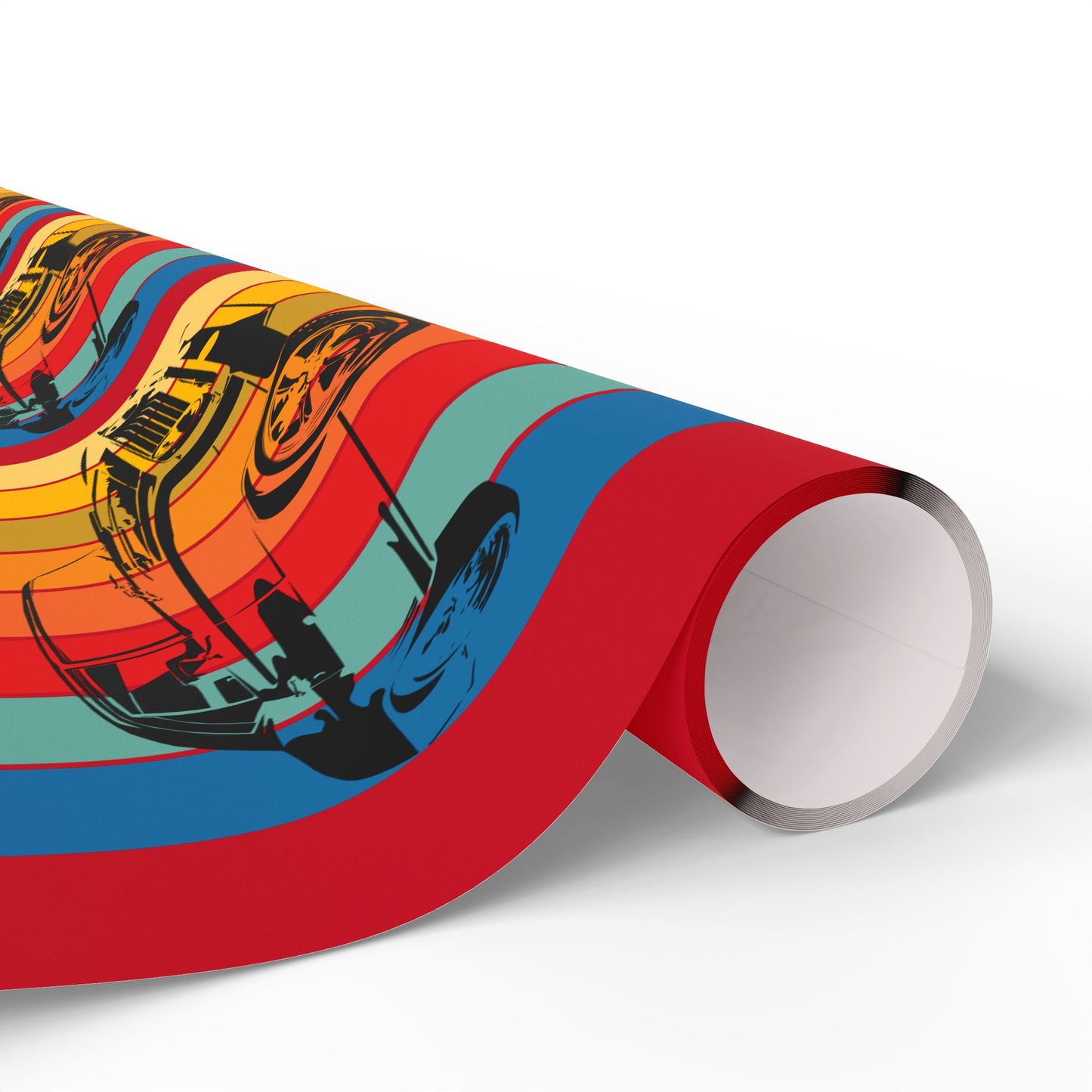 Wrapping Paper - Classic Car Design on Red (Gift Wrap)