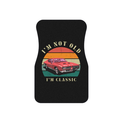 Car Mats — "I'm Not Old, I'm Classic" Retro Muscle Car Floor Mat Set (4-Pack)