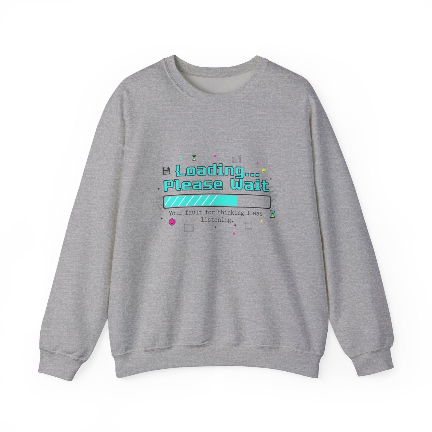 Loading... Please Wait Crewneck Sweatshirt | Old Internet Aesthetic, 90s Web Nostalgia