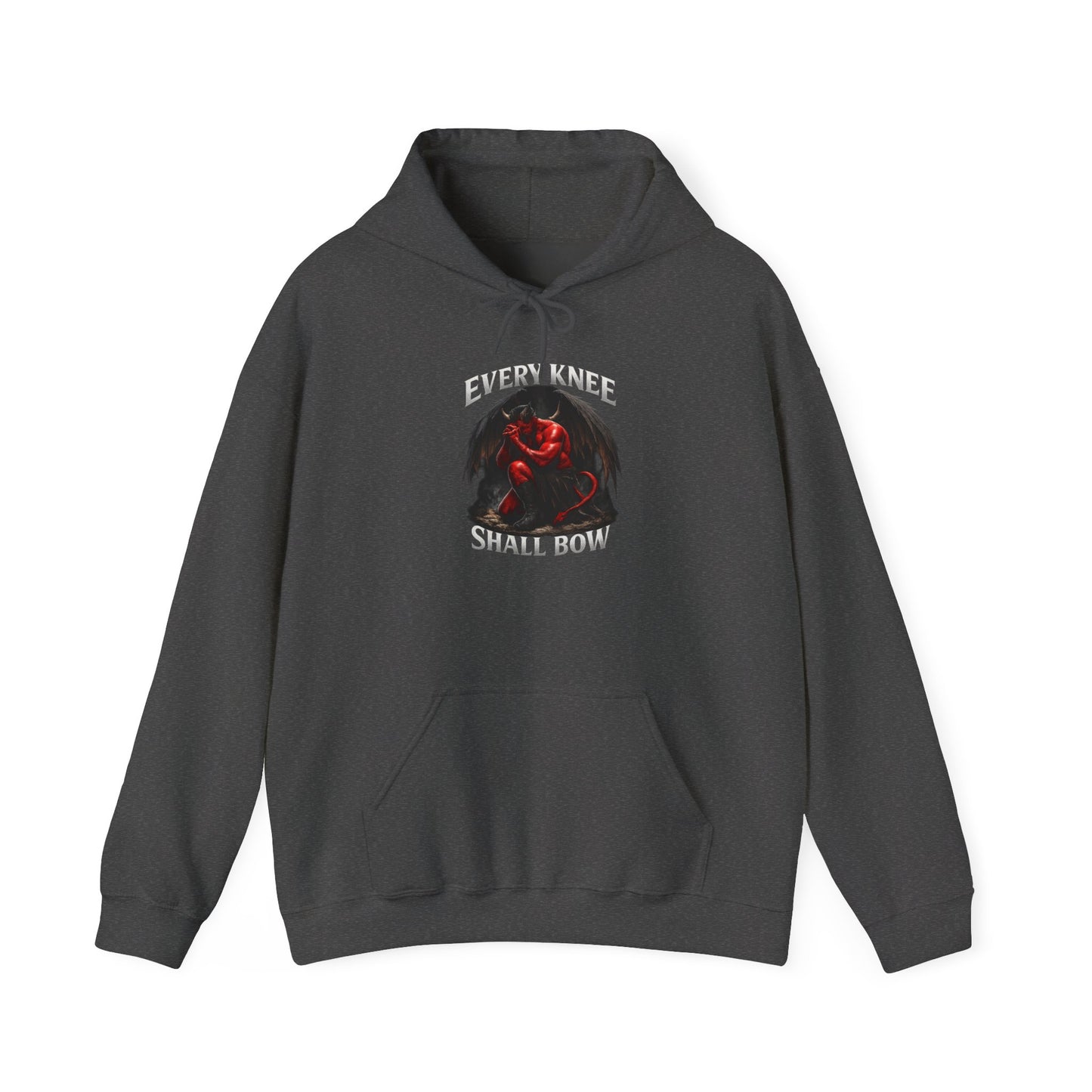 Every Knee Shall Bow Demon Illustration Hoodie | Dark Fantasy Gothic Pullover