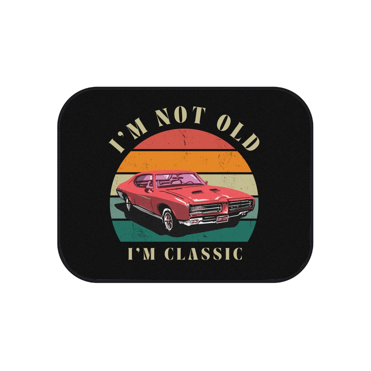 Car Mats — "I'm Not Old, I'm Classic" Retro Muscle Car Floor Mat Set (4-Pack)