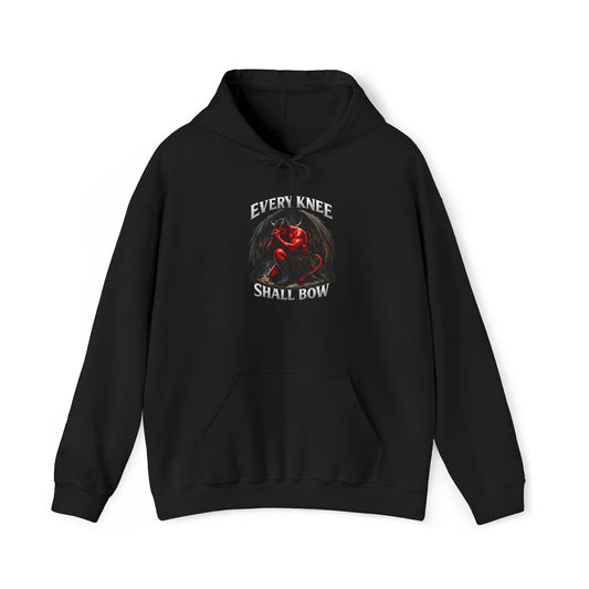 Every Knee Shall Bow Demon Illustration Hoodie | Dark Fantasy Gothic Pullover