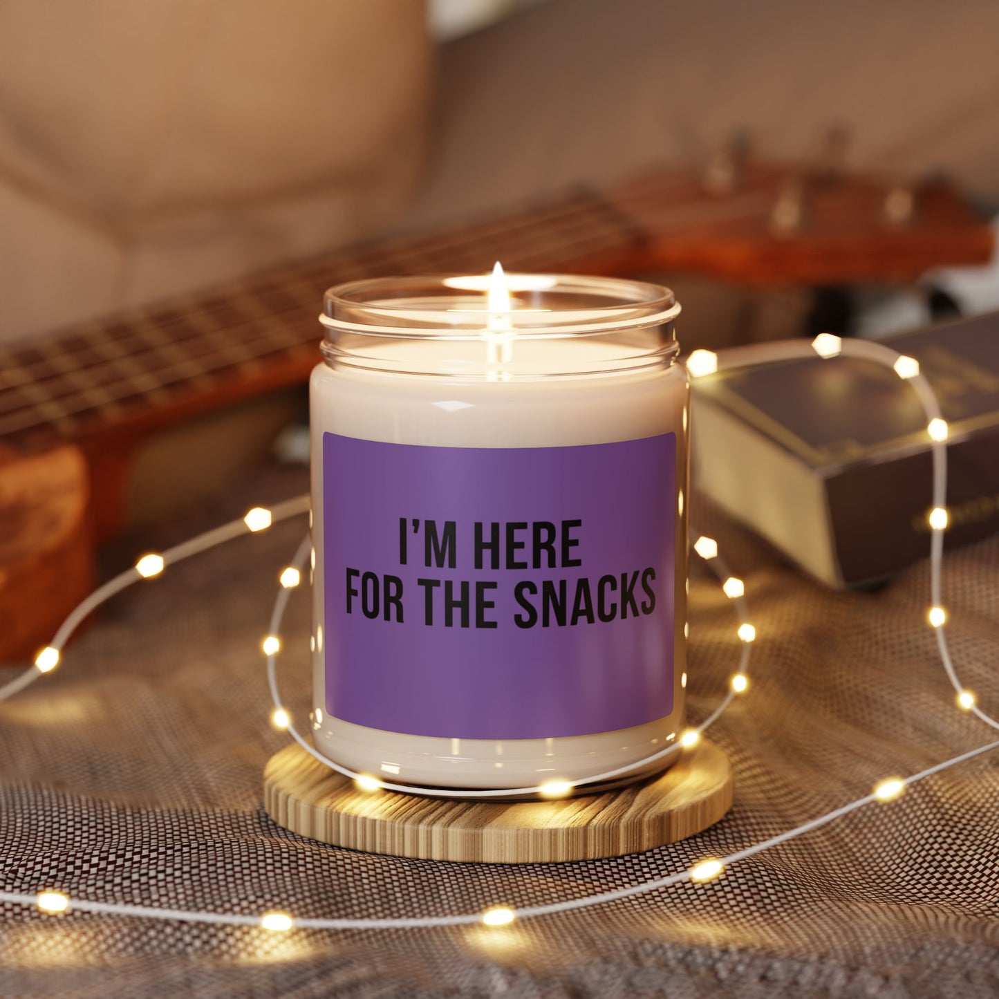 Soy Candle – "I'm Here for the Snacks" Scented 9oz (Funny Snack Lover Gift)