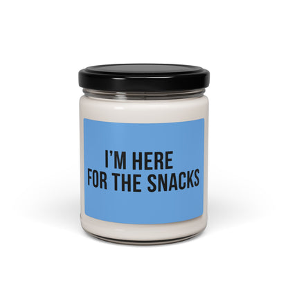 Soy Candle – "I'm Here for the Snacks" Scented 9oz (Funny Snack Lover Gift)