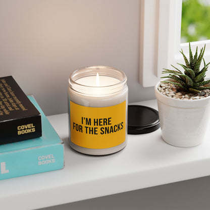 Soy Candle – "I'm Here for the Snacks" Scented 9oz (Funny Snack Lover Gift)