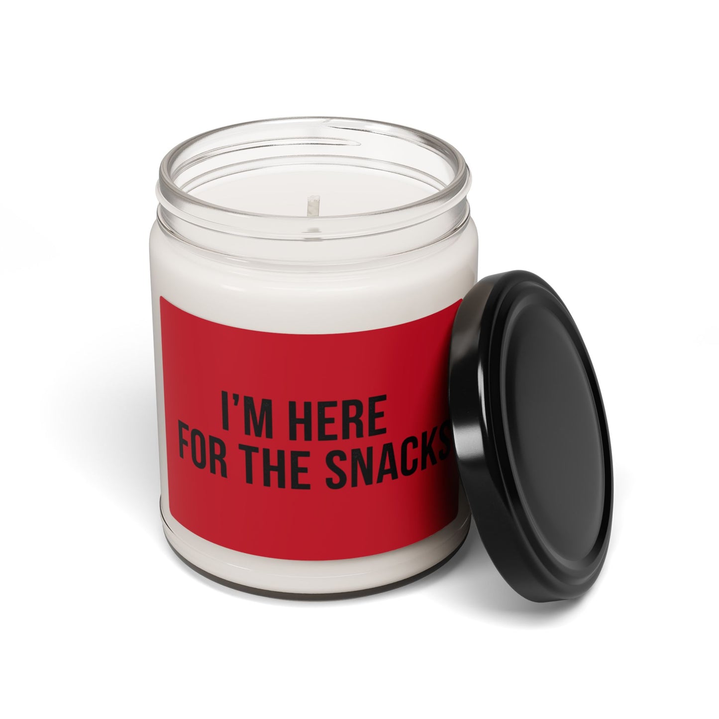 Soy Candle – "I'm Here for the Snacks" Scented 9oz (Funny Snack Lover Gift)