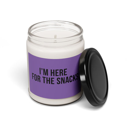 Soy Candle – "I'm Here for the Snacks" Scented 9oz (Funny Snack Lover Gift)