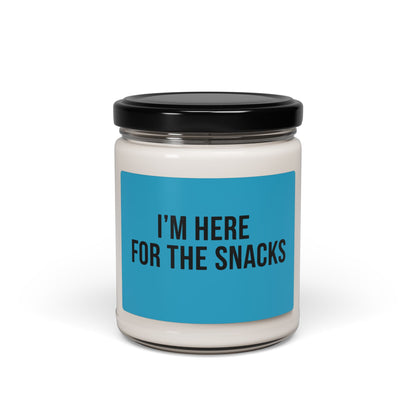 Soy Candle – "I'm Here for the Snacks" Scented 9oz (Funny Snack Lover Gift)