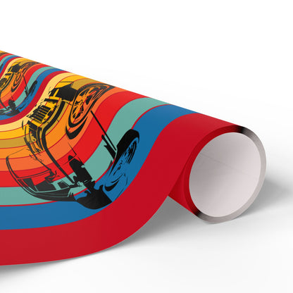 Wrapping Paper - Classic Car Design on Red (Gift Wrap)