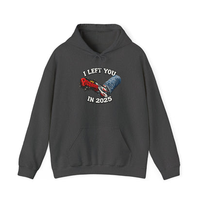 Hoodie — “I Left You Problem in 2025” Graphic Hooded Sweatshirt