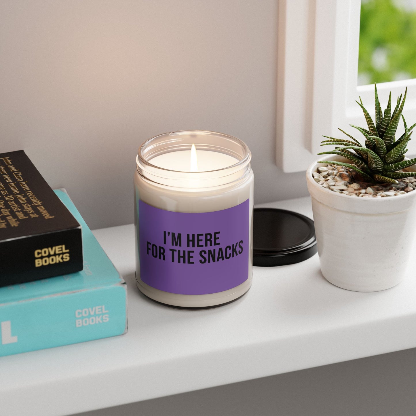 Soy Candle – "I'm Here for the Snacks" Scented 9oz (Funny Snack Lover Gift)