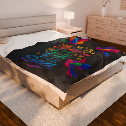 Memorial Velveteen Blanket — "In Loving Memory of Life R.I.P. Death" Rainbow Doves