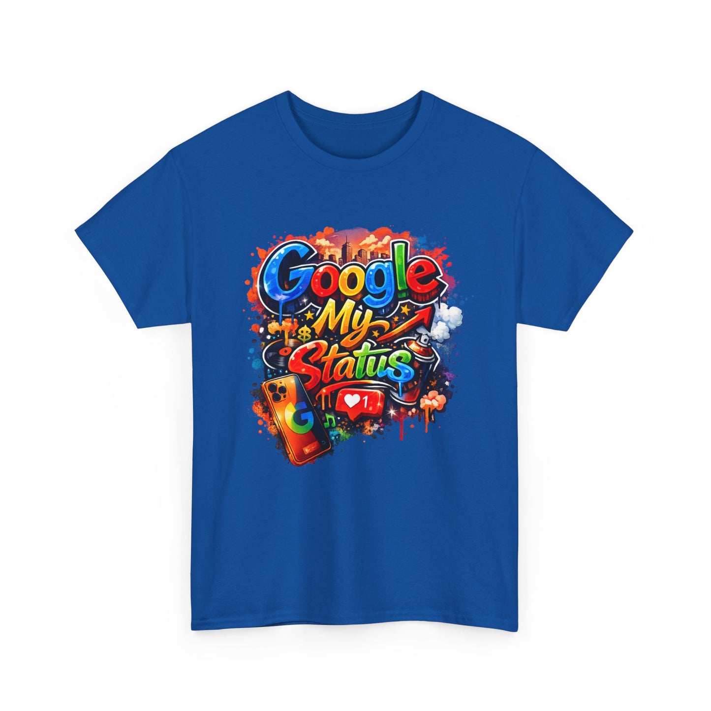 T-Shirt — "Google My Status" Colorful Graffiti Tee
