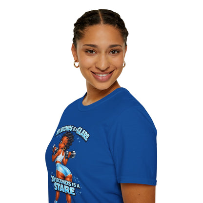 Workout Motivational T-Shirt — "10 Seconds is a Glare, 20 Seconds is a Stare"