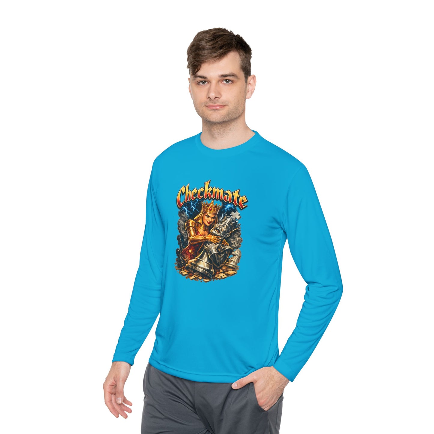 Checkmate Graphic Long Sleeve Tee — Vintage Chess Knight Design